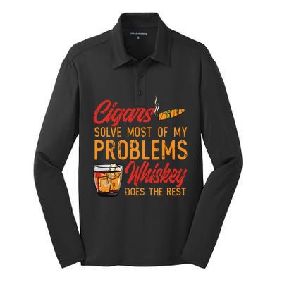 Cuban Cigar Smoking Whiskey Drinker Whisky Bourbon Silk Touch Performance Long Sleeve Polo