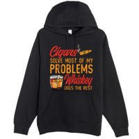 Cuban Cigar Smoking Whiskey Drinker Whisky Bourbon Premium Pullover Hoodie