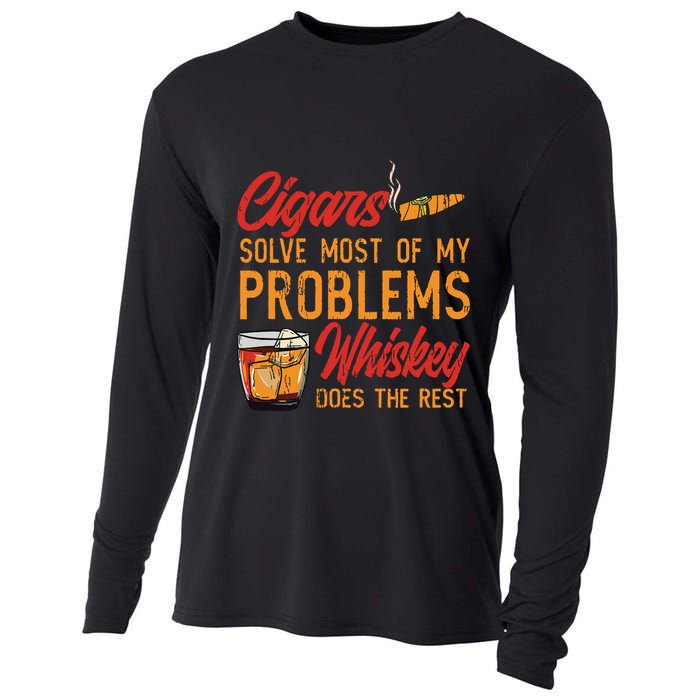 Cuban Cigar Smoking Whiskey Drinker Whisky Bourbon Cooling Performance Long Sleeve Crew