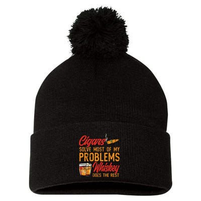 Cuban Cigar Smoking Whiskey Drinker Whisky Bourbon Pom Pom 12in Knit Beanie