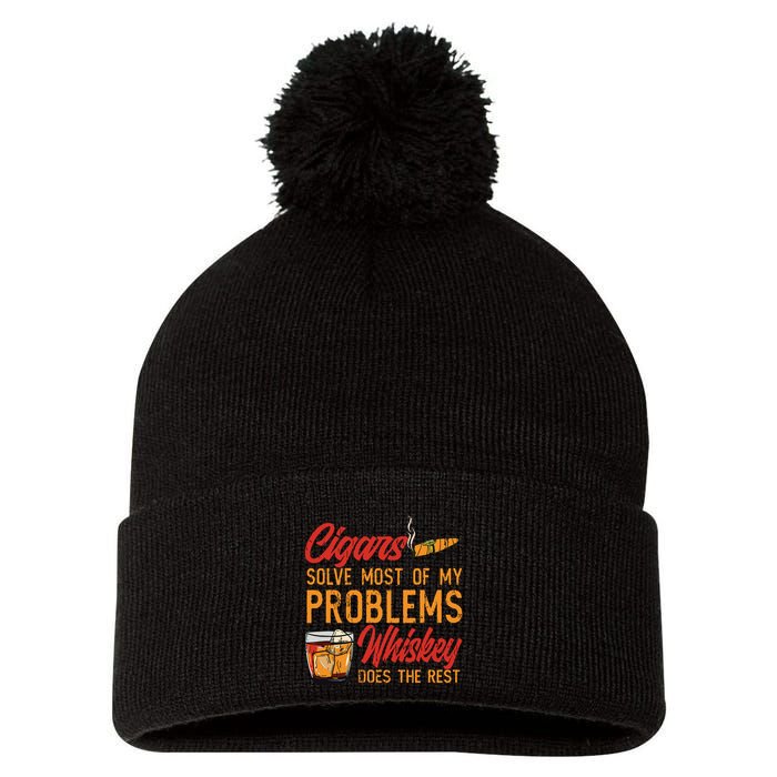 Cuban Cigar Smoking Whiskey Drinker Whisky Bourbon Pom Pom 12in Knit Beanie