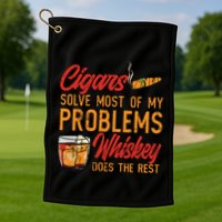 Cuban Cigar Smoking Whiskey Drinker Whisky Bourbon Golf Towel