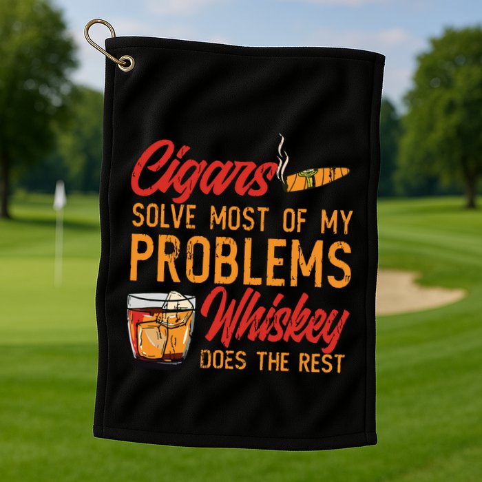 Cuban Cigar Smoking Whiskey Drinker Whisky Bourbon Golf Towel