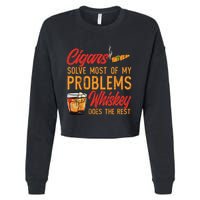 Cuban Cigar Smoking Whiskey Drinker Whisky Bourbon Cropped Pullover Crew