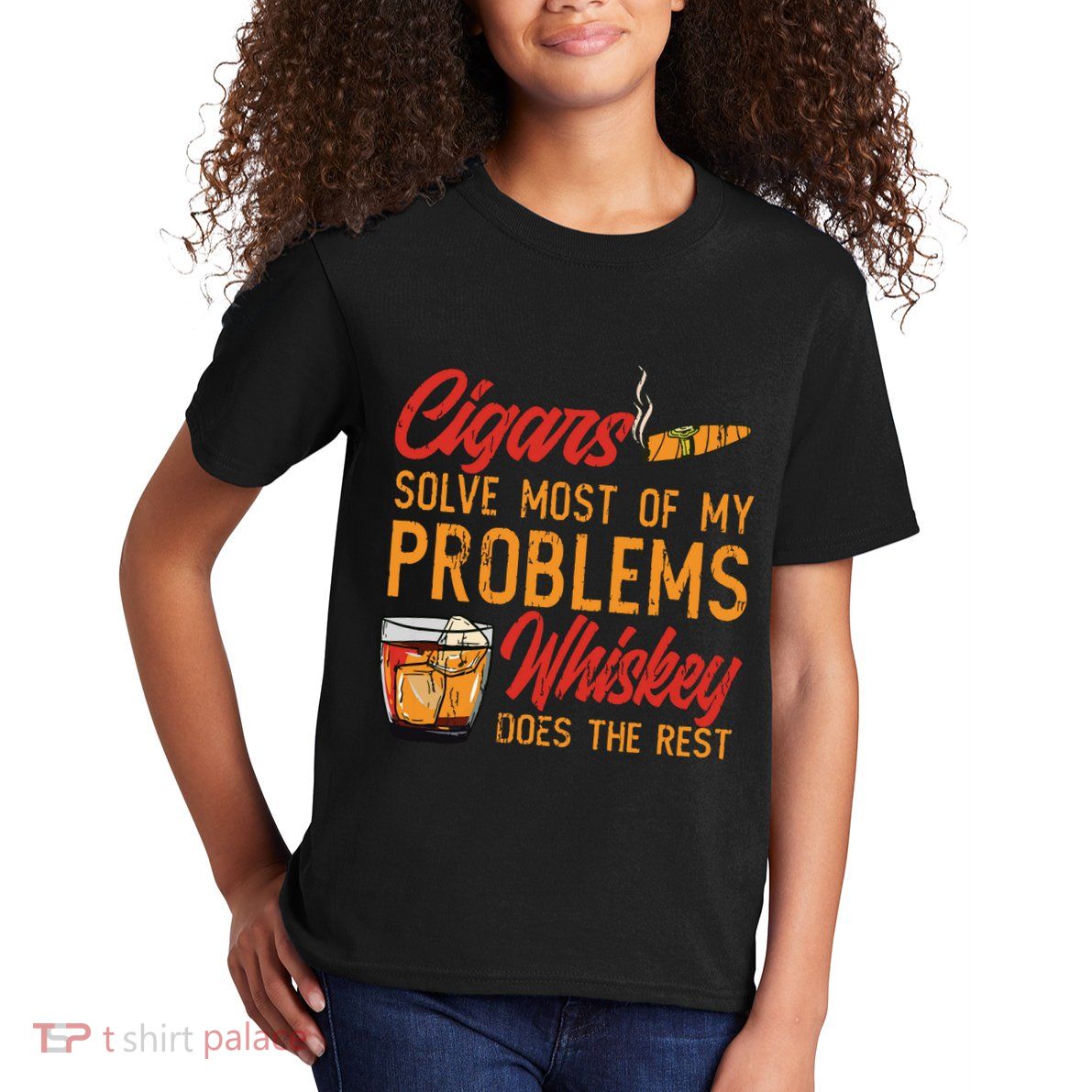 Cuban Cigar Smoking Whiskey Drinker Whisky Bourbon Kids T-Shirt