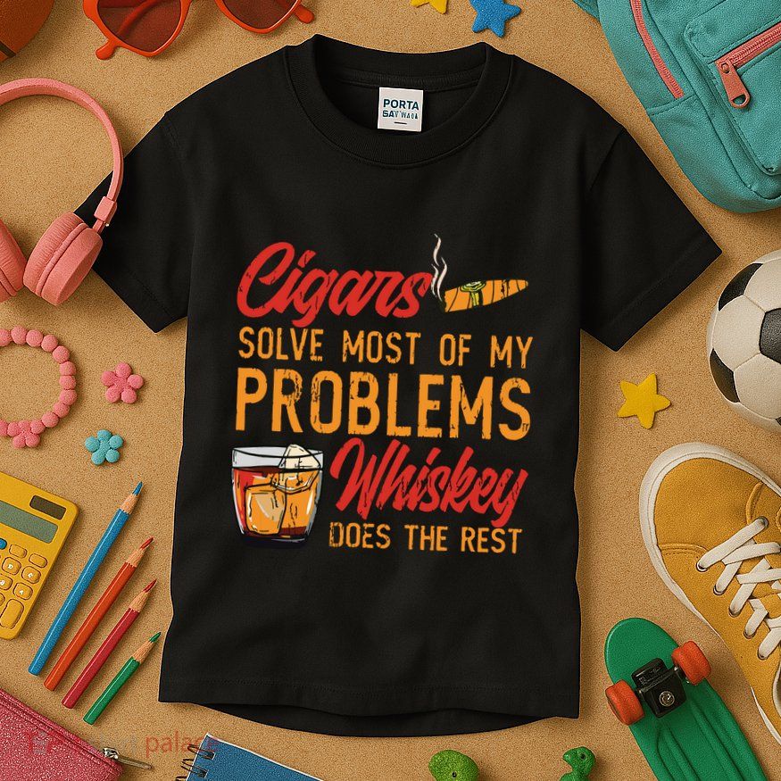 Cuban Cigar Smoking Whiskey Drinker Whisky Bourbon Kids T-Shirt