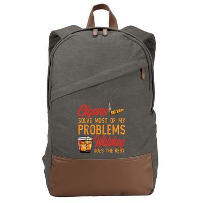 Cuban Cigar Smoking Whiskey Drinker Whisky Bourbon Cotton Canvas Backpack