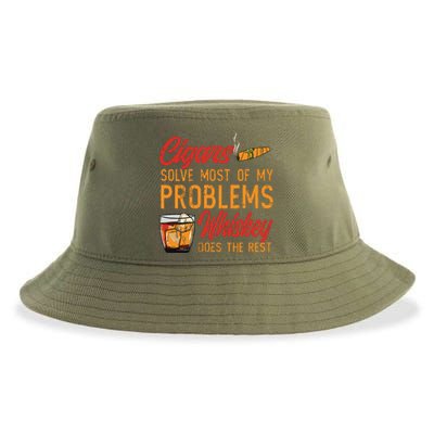 Cuban Cigar Smoking Whiskey Drinker Whisky Bourbon Sustainable Bucket Hat