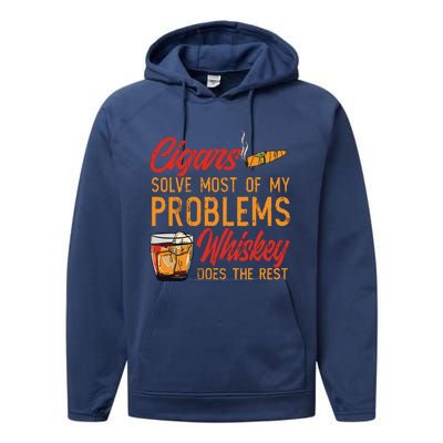 Cuban Cigar Smoking Whiskey Drinker Whisky Bourbon Performance Fleece Hoodie