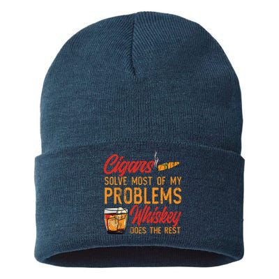 Cuban Cigar Smoking Whiskey Drinker Whisky Bourbon Sustainable Knit Beanie