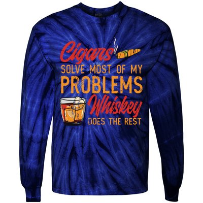 Cuban Cigar Smoking Whiskey Drinker Whisky Bourbon Tie-Dye Long Sleeve Shirt