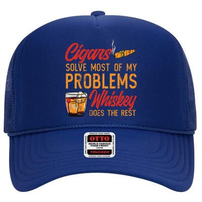 Cuban Cigar Smoking Whiskey Drinker Whisky Bourbon High Crown Mesh Back Trucker Hat