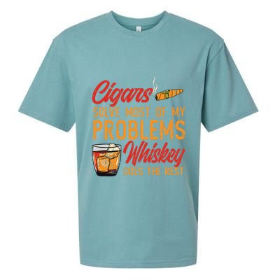 Cuban Cigar Smoking Whiskey Drinker Whisky Bourbon Sueded Cloud Jersey T-Shirt