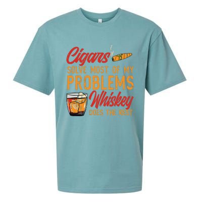 Cuban Cigar Smoking Whiskey Drinker Whisky Bourbon Sueded Cloud Jersey T-Shirt