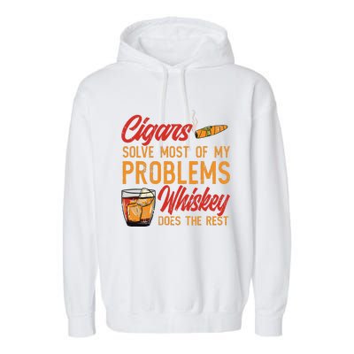 Cuban Cigar Smoking Whiskey Drinker Whisky Bourbon Garment-Dyed Fleece Hoodie