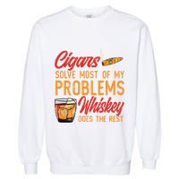 Cuban Cigar Smoking Whiskey Drinker Whisky Bourbon Garment-Dyed Sweatshirt