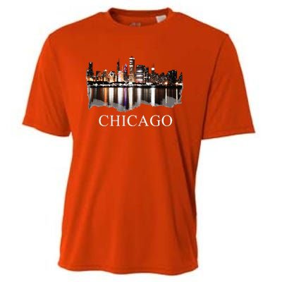 Chicago City Skyline Lights At Night Chicago Illinois USA Cooling Performance Crew T-Shirt