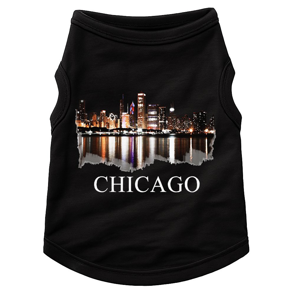 Chicago City Skyline Lights At Night Chicago Illinois USA Doggie Tank