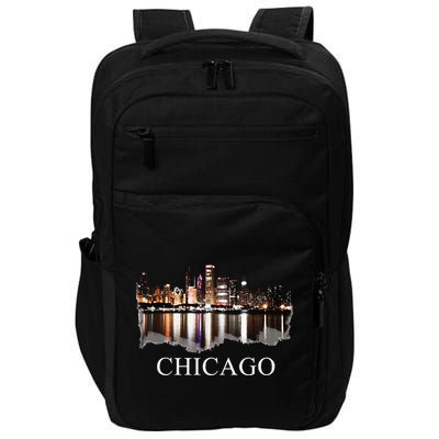 Chicago City Skyline Lights At Night Chicago Illinois USA Impact Tech Backpack