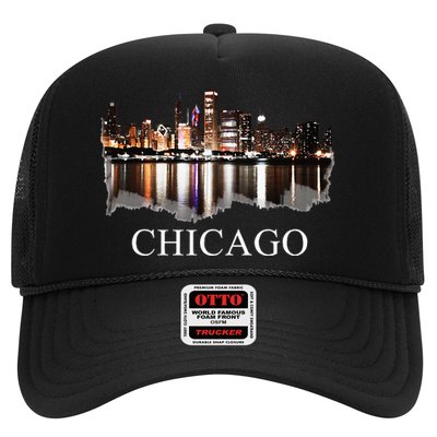 Chicago City Skyline Lights At Night Chicago Illinois USA Trucker Hat