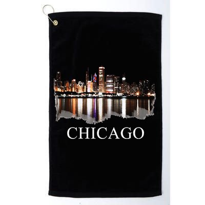 Chicago City Skyline Lights At Night Chicago Illinois USA Golf Towel