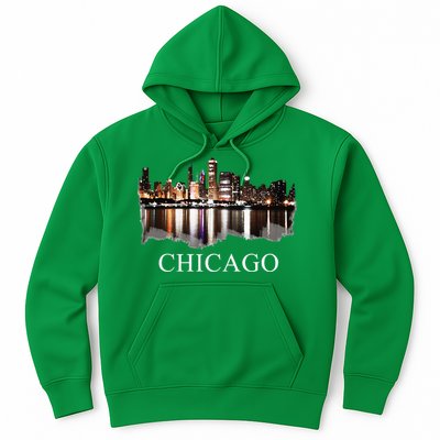 Chicago City Skyline Lights At Night Chicago Illinois USA Hoodie