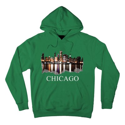 Chicago City Skyline Lights At Night Chicago Illinois USA Hoodie