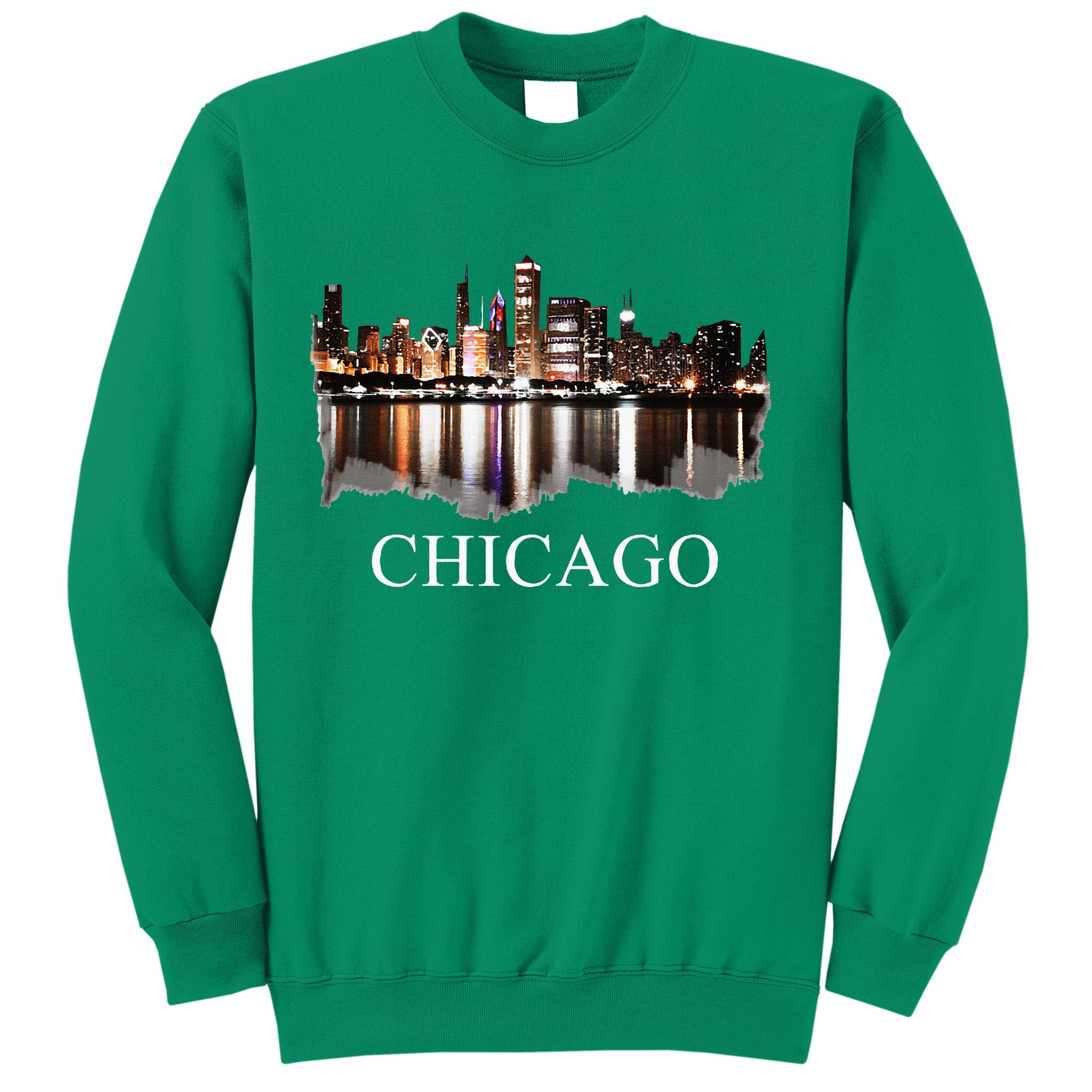 Chicago City Skyline Lights At Night Chicago Illinois USA Sweatshirt