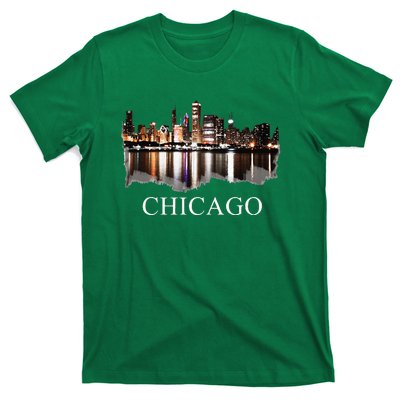 Chicago City Skyline Lights At Night Chicago Illinois USA T-Shirt