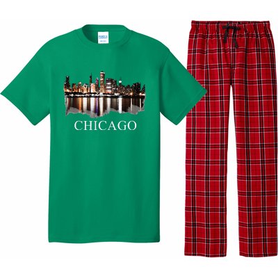 Chicago City Skyline Lights At Night Chicago Illinois USA Pajama Set