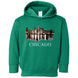 Chicago City Skyline Lights At Night Chicago Illinois USA Toddler Hoodie