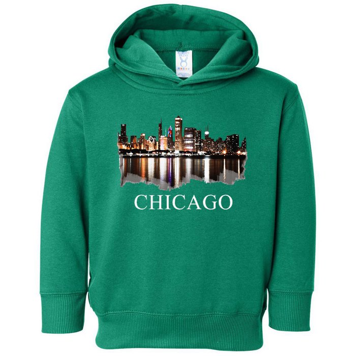 Chicago City Skyline Lights At Night Chicago Illinois USA Toddler Hoodie