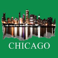 Chicago City Skyline Lights At Night Chicago Illinois USA Womens T-Shirt
