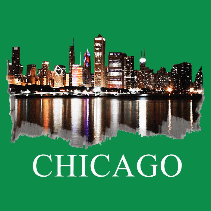 Chicago City Skyline Lights At Night Chicago Illinois USA Womens T-Shirt