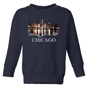 Chicago City Skyline Lights At Night Chicago Illinois USA Toddler Sweatshirt