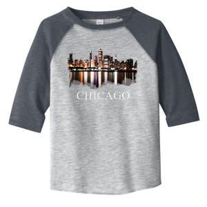 Chicago City Skyline Lights At Night Chicago Illinois USA Toddler Fine Jersey T-Shirt