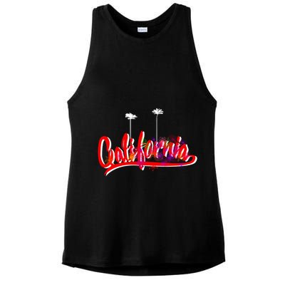 Cool California Script Logo Ladies PosiCharge Tri-Blend Wicking Tank