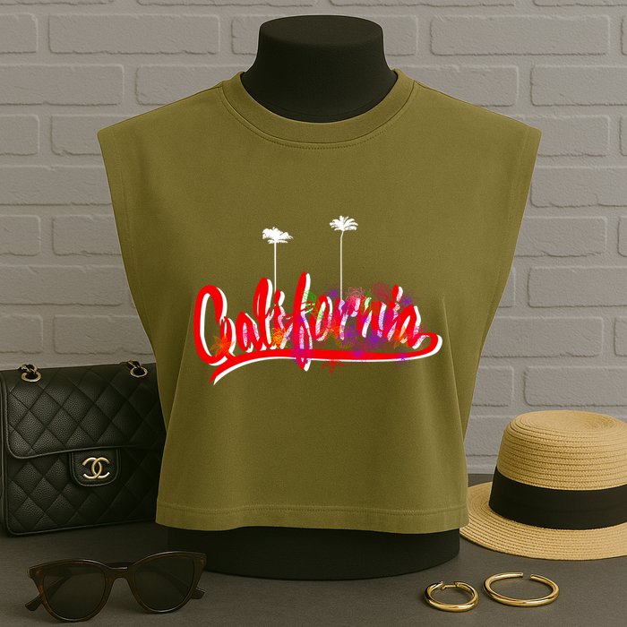 Cool California Script Logo Garment-Dyed Women's Muscle Tee