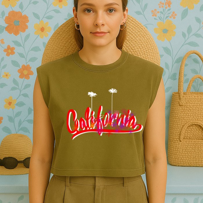 Cool California Script Logo Garment-Dyed Women's Muscle Tee