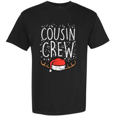 Cousin Crew Santa Hat Reindeer Christmas Family Pajamas PJ Garment-Dyed Heavyweight T-Shirt