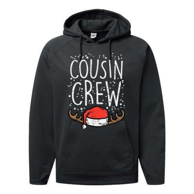 Cousin Crew Santa Hat Reindeer Christmas Family Pajamas PJ Performance Fleece Hoodie