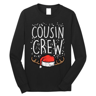 Cousin Crew Santa Hat Reindeer Christmas Family Pajamas PJ Long Sleeve Shirt