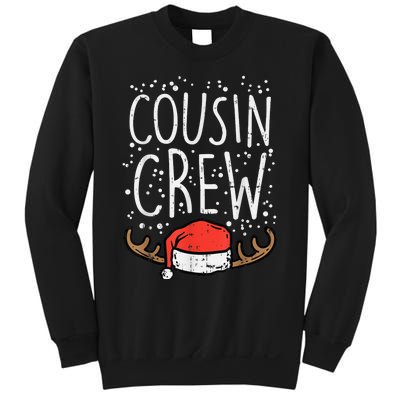 Cousin Crew Santa Hat Reindeer Christmas Family Pajamas PJ Sweatshirt