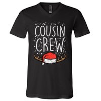 Cousin Crew Santa Hat Reindeer Christmas Family Pajamas PJ V-Neck T-Shirt