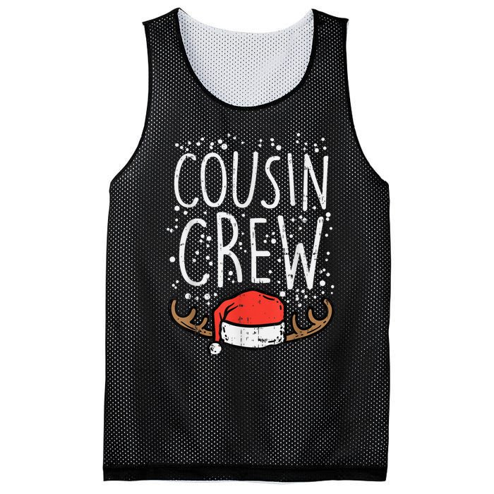 Cousin Crew Santa Hat Reindeer Christmas Family Pajamas PJ Mesh Reversible Basketball Jersey Tank