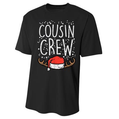 Cousin Crew Santa Hat Reindeer Christmas Family Pajamas PJ Performance Sprint T-Shirt