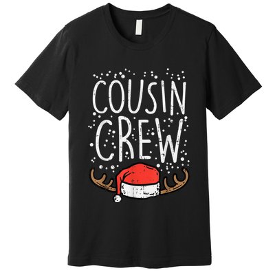 Cousin Crew Santa Hat Reindeer Christmas Family Pajamas PJ Premium T-Shirt