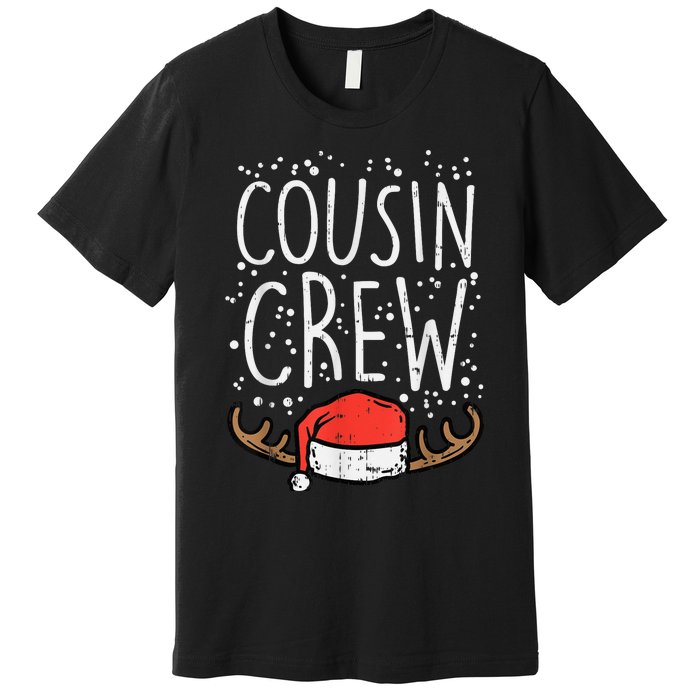 Cousin Crew Santa Hat Reindeer Christmas Family Pajamas PJ Premium T-Shirt