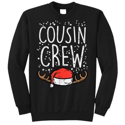 Cousin Crew Santa Hat Reindeer Christmas Family Pajamas PJ Tall Sweatshirt