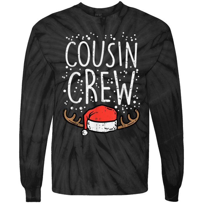 Cousin Crew Santa Hat Reindeer Christmas Family Pajamas PJ Tie-Dye Long Sleeve Shirt